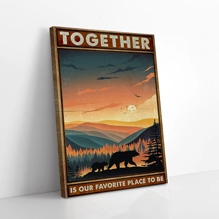 Together Is Our Favorite Place To Be Forest Bear Canvas Poster Prints Wall Art Decor