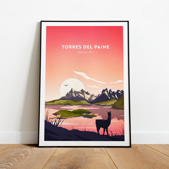 Torres Del Paine Traditional Travel Canvas Poster Print - National Park
