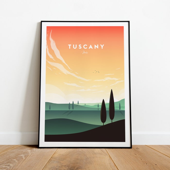 Tuscany Traditional Travel Canvas Poster Print - Italy Tuscany Print Tuscany Poster Tuscany Art Italy Print Italy Travel Poster