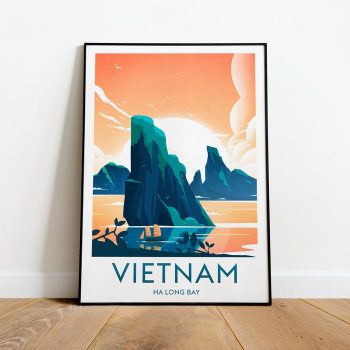 Vietnam Sunset Travel Canvas Poster Print - Ha Long Bay Vietnam Print Vietnam Poster Hanoi