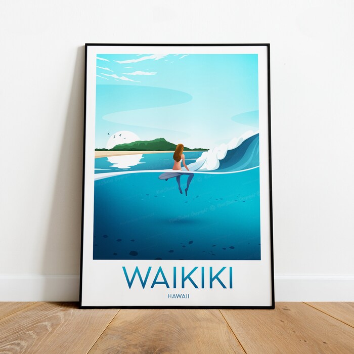 Waikiki Travel Canvas Poster Print - Hawaii