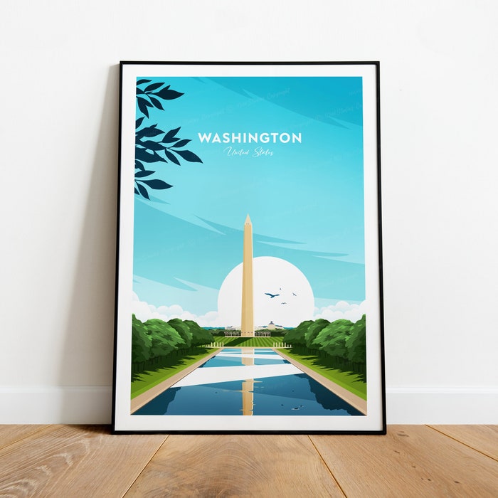 Washington Traditional Travel Canvas Poster Print - United States