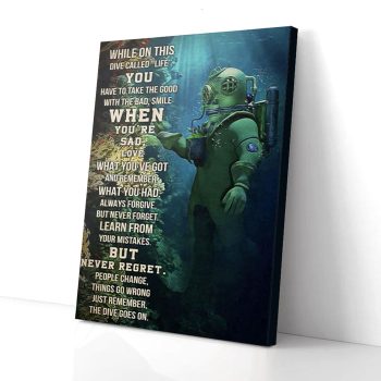 While On This Dive Called Life Deep Sea Diver Canvas Poster Prints Wall Art Decor