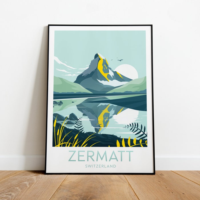 Zermatt Travel Canvas Poster Print - Switzerland Zermatt Poster Zermatt Print