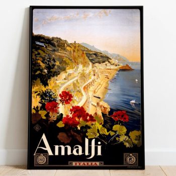 Amalfi Travel Poster Vintage Travel Print Italy Vintage Wall Art Print Canvas Print Wall Decor Hanger Framed Print