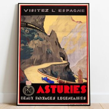 Asturias Art Print Vintage Wall Art Print Spain Retro Wall Poster Canvas Print Hanger Framed