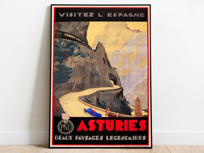 Asturias Art Print Vintage Wall Art Print Spain Retro Wall Poster Canvas Print Hanger Framed
