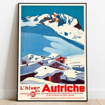 Austria Travel Poster Vintage Travel Print Austria Wall Art Print Canvas Print Wall Decor Hanger Framed Print