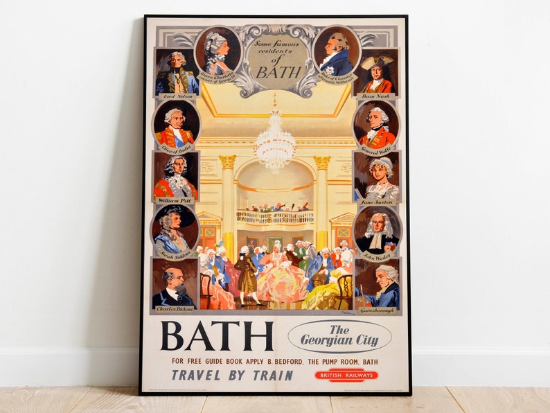 Bath-Art-Print-Vintage-Wall-Art-Print-England-Retro-Wall-Poster-Canvas-Print-Hanger-Framed Bath Art Print Vintage Wall Art Print England Retro Wall Poster Canvas Print Hanger Framed