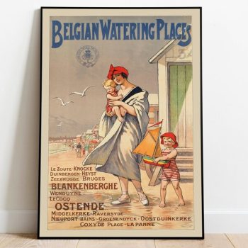 Belgium Vintage Travel Print Framed Prints Hanger Framed Print Canvas Print for Wall Decor Poster Art Prints Wall Art