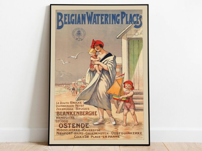 Belgium Vintage Travel Print Framed Prints Hanger Framed Print Canvas Print for Wall Decor Poster Art Prints Wall Art