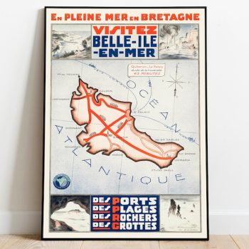 Belle ile En Mer France Vintage Travel Poster Framed Prints Wall Prints Canvas Print Wall Art Prints Wall Art Poster Art