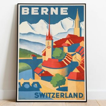 Berne Vintage Travel Poster Wall Art Prints Framed Art Hanger Framed Print Poster Art Wall Art Decor Wall Prints