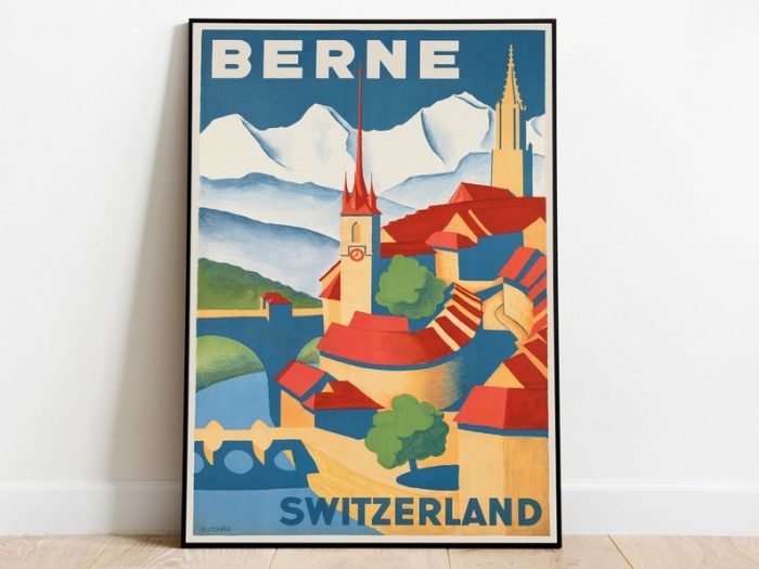Berne Vintage Travel Poster Wall Art Prints Framed Art Hanger Framed Print Poster Art Wall Art Decor Wall Prints