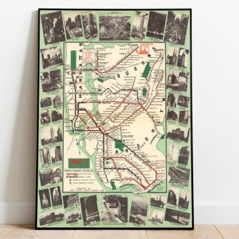 Brooklyn Travel Poster Vintage Travel Print Manhattan Wall Art Print Canvas Print Wall Decor Hanger Framed Print