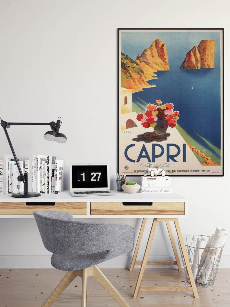 Capri-Art-Print-Vintage-Wall-Art-Print-Italy-Retro-Wall-Poster-Canvas-Print-Hanger-Framed-1