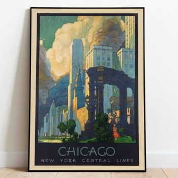 Chicago Poster Vintage Wall Art Canvas Poster Art s Vintage Travel Print Hanger Framed Print Wall Prints