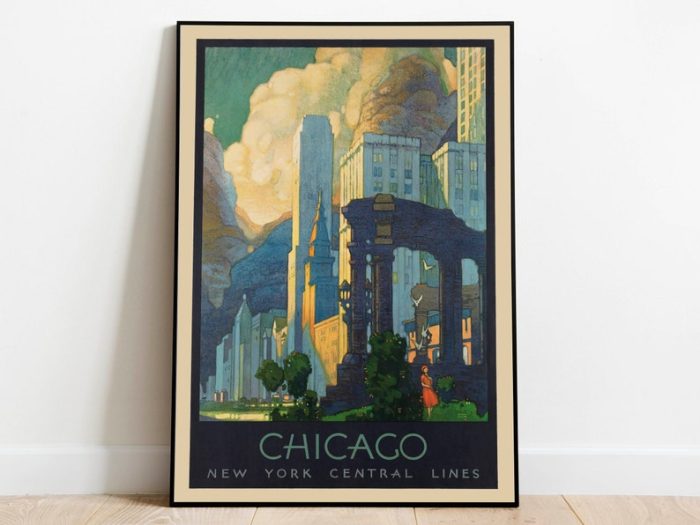 Chicago Poster Vintage Wall Art Canvas Poster Art s Vintage Travel Print Hanger Framed Print Wall Prints