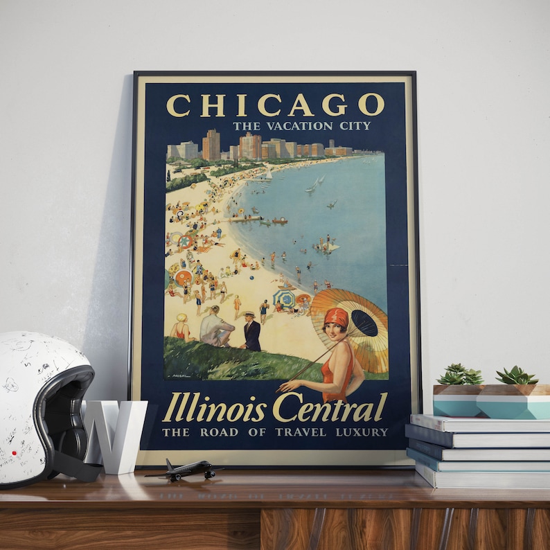 Chicago-Vintage-Travel-Print-Canvas-Print-Wall-Decor-Poster-Art-s-Hanger-Framed-Print-Prints-Wall-Art-1