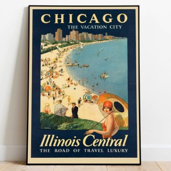 Chicago Vintage Travel Print Canvas Print Wall Decor Poster Art s Hanger Framed Print Prints Wall Art