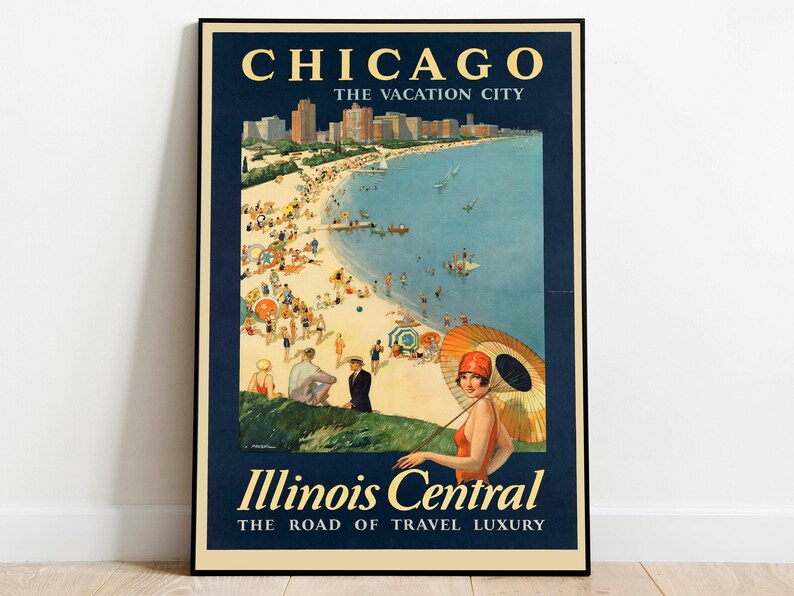 Chicago-Vintage-Travel-Print-Canvas-Print-Wall-Decor-Poster-Art-s-Hanger-Framed-Print-Prints-Wall-Art Chicago Vintage Travel Print Canvas Print Wall Decor Poster Art s Hanger Framed Print Prints Wall Art