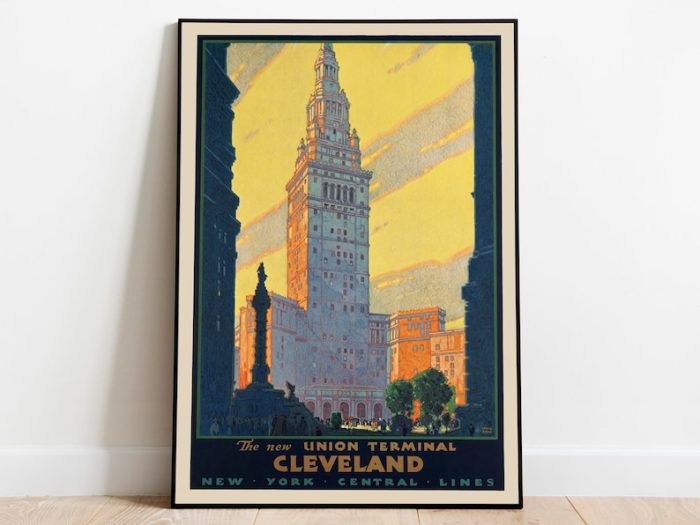 Cleveland Poster Vintage Framed Art Cleveland Vintage Travel Poster Canvas Print Wall Art Wall Prints Poster Art Wall Art Decor