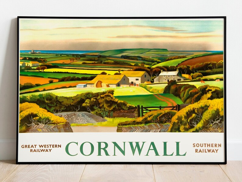 Cornwall Vintage Travel Poster s Canvas Print Wall Art Poster Art Hanger Framed Print Gallery Art Prints Wall Decor