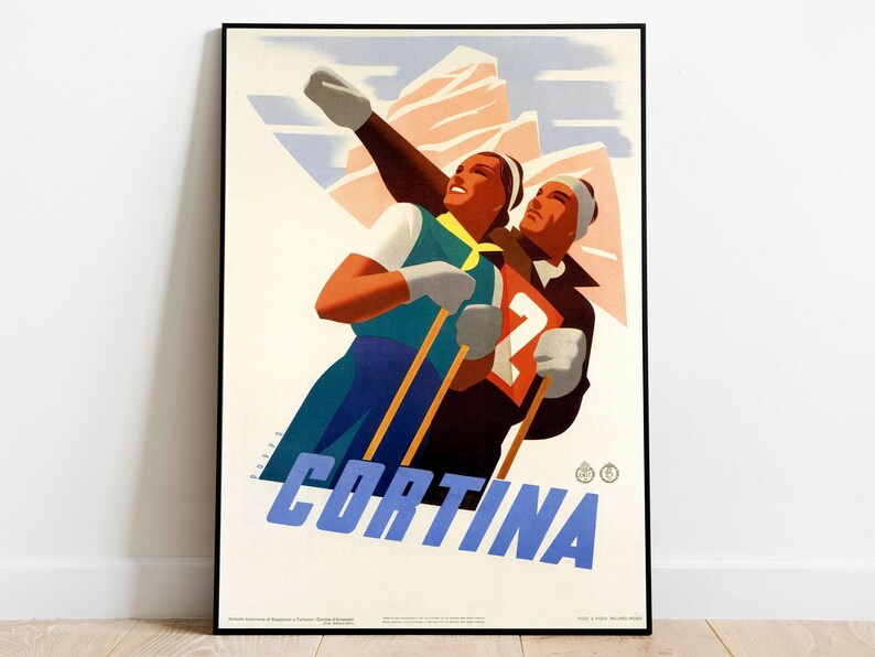 Cortina Travel Poster Vintage Travel Print Italy Wall Art Print Canvas Print Wall Decor Hanger Framed Print