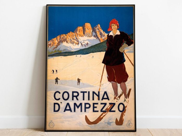 Cortina d'Ampezzo Vintage Poster Italy Vintage Travel Prints Framed Prints Wall Prints Hanger Framed Print Poster Art
