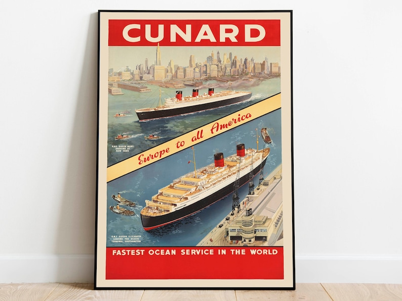 Cunard-Line-Europe-to-All-America-Vintage-Travel-Poster-Wall-Art-Canvas-Poster-Art-Framed-Prints-Gallery-Wall-Prints Cunard Line Europe to All America Vintage Travel Poster Wall Art Canvas Poster Art Framed Prints Gallery Wall Prints