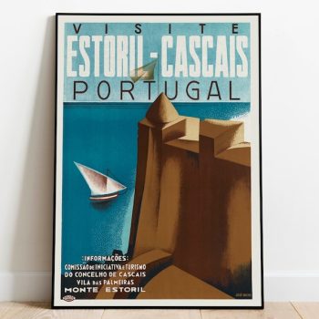 Estoril-Cascais Travel Poster Vintage Poster Lisbon Wall Art Canvas Framed Art Hanger Framed Print Portugal Art Prints