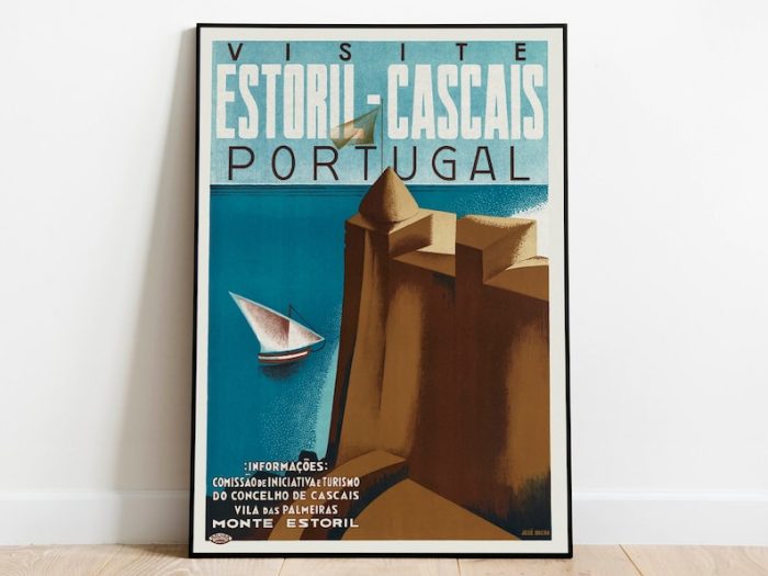 Estoril-Cascais Travel Poster Vintage Poster Lisbon Wall Art Canvas Framed Art Hanger Framed Print Portugal Art Prints