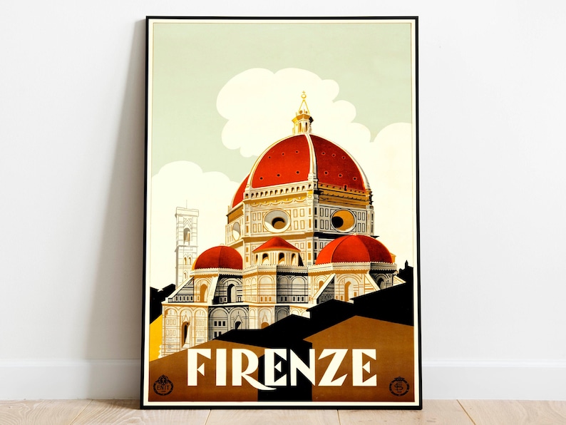 Firenze Wall Art Print Poster Vintage Florence Travel Poster Canvas Print Wall Decor Hanger Framed Print Framed Prints