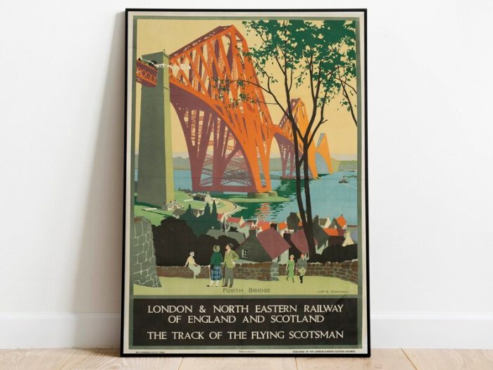 Forth Bridge Travel Poster Vintage Travel Print Scotland Wall Art Print Canvas Print Wall Decor Hanger Framed Print
