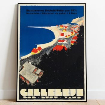 Gilleleje Vintage Poster Framed Prints Hanger Framed Print Denmark Travel Poster Canvas Print Wall Art Wall Art Decor