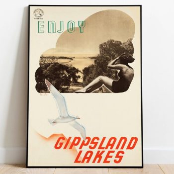 Gippsland Lakes Australia Vintage Travel Poster Framed Prints Canvas Print Wall Decor Poster Art Prints Wall Art