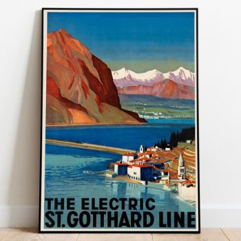 Gotthard Pass Poster Vintage Switzerland Vintage Travel Poster Framed Art Wall Art Canvas Poster Art Wall Art Prints