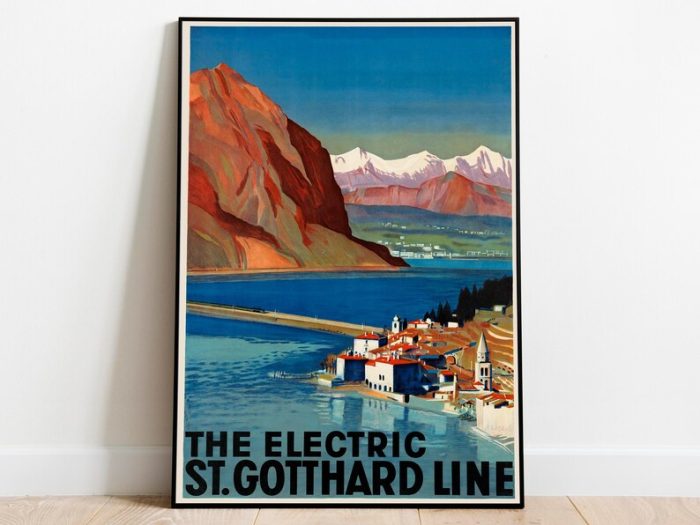 Gotthard Pass Poster Vintage Switzerland Vintage Travel Poster Framed Art Wall Art Canvas Poster Art Wall Art Prints