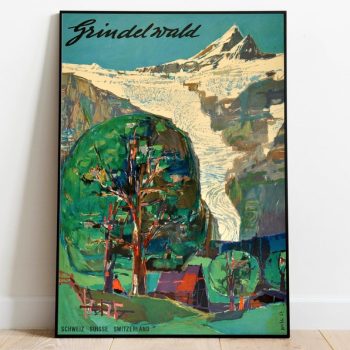 Grindelwald Art Print Vintage Wall Art Print Switzerland Retro Poster Canvas Print Hanger Framed