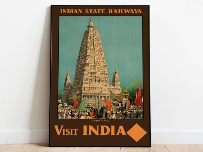 India Vintage Travel Poster Bodh Gaya Wall Art Prints Canvas Print Wall Art s Poster Vintage Hanger Framed Print