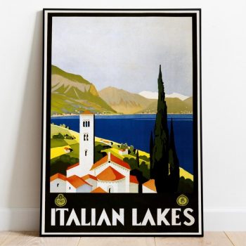 Italian Lakes Vintage Wall Art Print Italy Travel Print Canvas Print Wall Decor Poster Vintage
