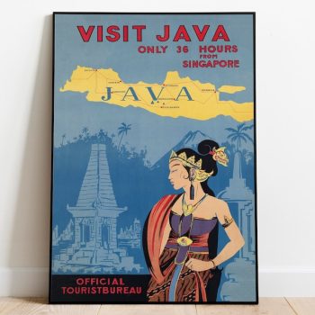 Java Island Poster Art Indonesia Vintage Travel Poster Wall Art Canvas Print Wall Art Decor