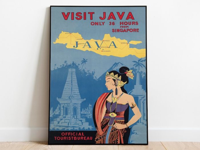 Java Island Poster Art Indonesia Vintage Travel Poster Wall Art Canvas Print Wall Art Decor