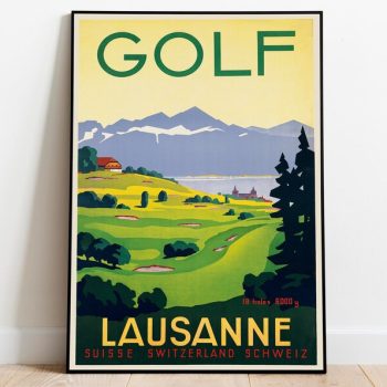 Lausanne Travel Poster Vintage Travel Print Switzerland Wall Art Print Canvas Print Wall Decor Hanger Framed Print