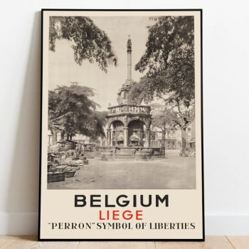 Liege Belgium Vintage Travel Poster Framed Prints Hanger Framed Print Canvas Print Wall Decor Poster Art Wall Art Prints