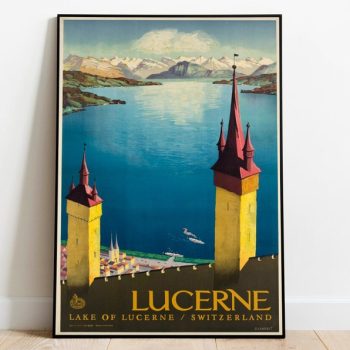 Lucerne Travel Poster Vintage Travel Print Switzerland Wall Art Print Canvas Print Wall Decor Hanger Framed Print