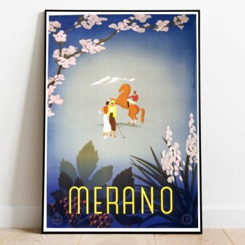 Merano Travel Poster 1920s Framed Prints Art Canvas for Wall Decor Hanger Framed Print Poster Vintage Wall Art Decor Poster Art