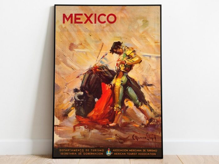 Mexico Art Print Vintage Wall Art Print Mexico Retro Wall Poster Canvas Print Hanger Framed