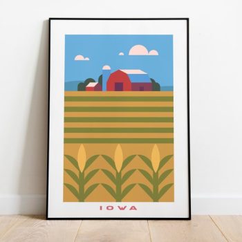 Minimalist Iowa Travel Art Canvas Wall Decor Print Wall Decor Iowa Wall Art