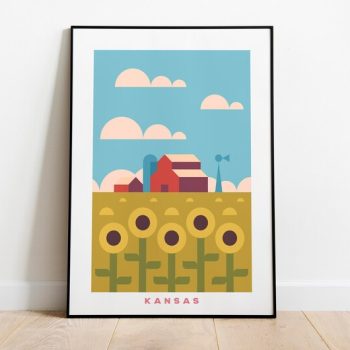Minimalist Kansas Travel Art Canvas Wall Decor Print Wall Decor Kansas Wall Art